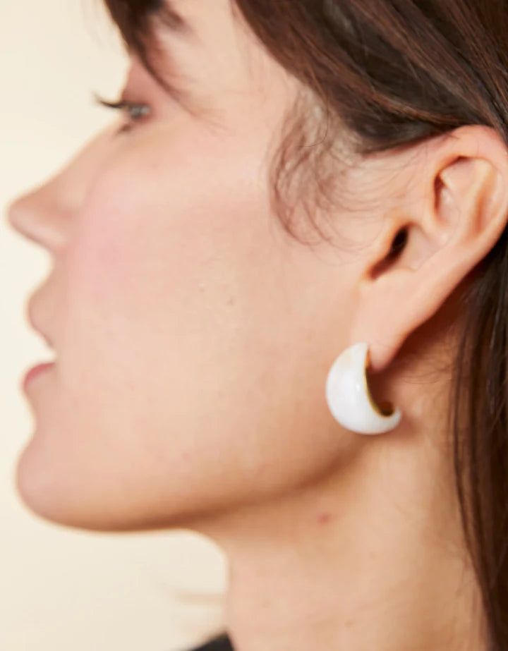 Dew Drop Hoop Earrings White