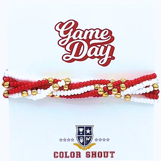 Gameday Bracelet Set | Crimson Red/White