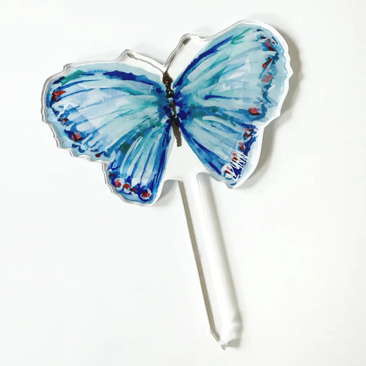 Acrylic Plant Stick | Blue Butterfly