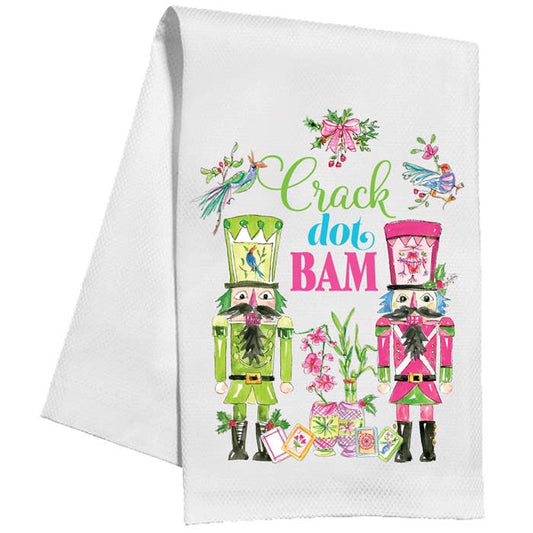 Kitchen Towel | Crack Dot Bam Pink Green Nutcrackers Mahjong