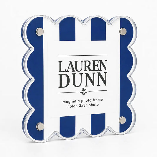 Gameday Scalloped Acrylic Frame | Blue & White Striped
