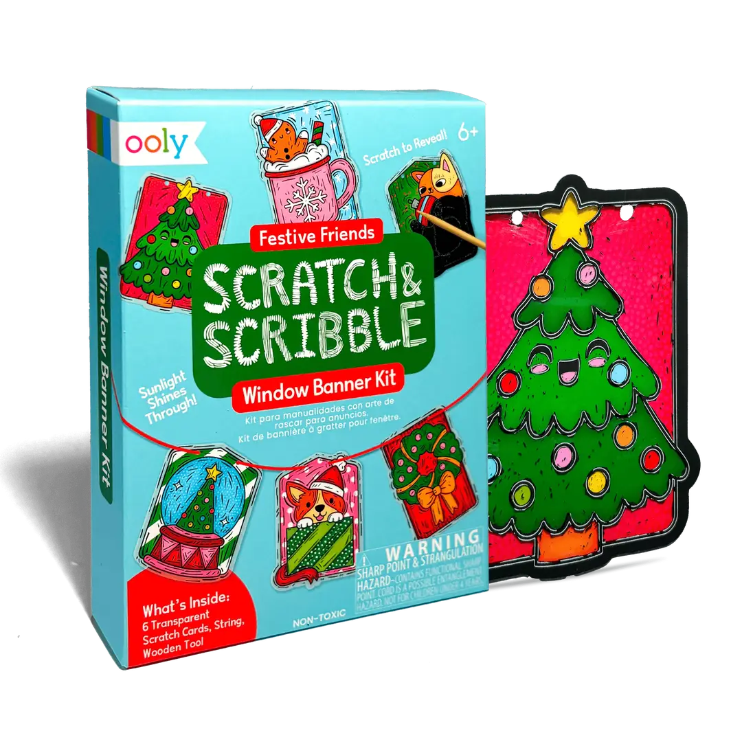 Mini Scratch & Scribble Window Banner Kit - Festive Friends