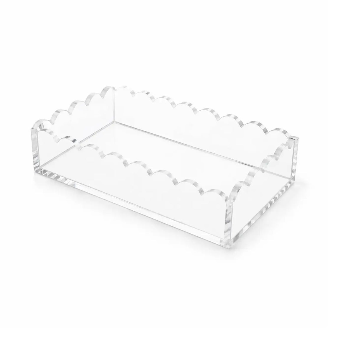 Scalloped Acrylic Guest Towel Napkin Holder | Clear