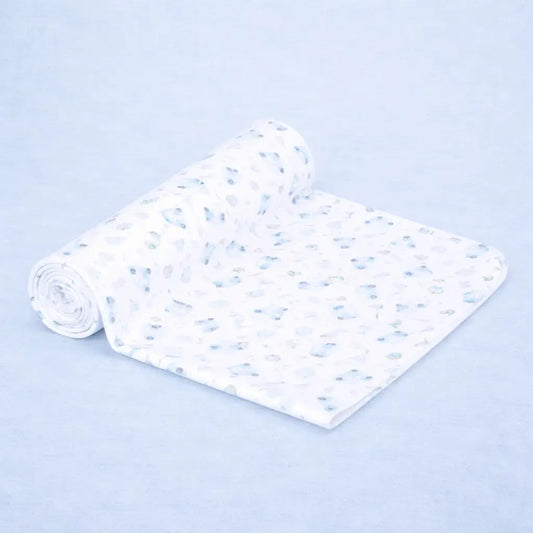 Little Golfer Print Swaddle Blanket | Light Blue