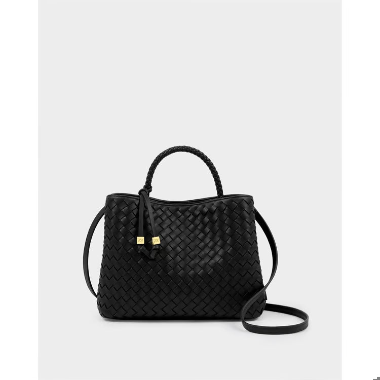 Nova Hand Woven Top Handle Bag | Black