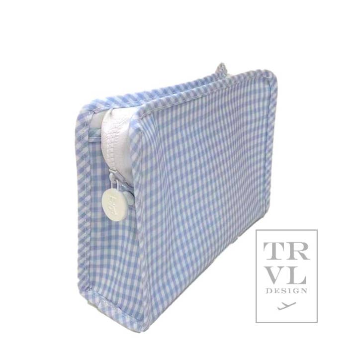 Medium Roadie Zip Pouch | Gingham Mist
