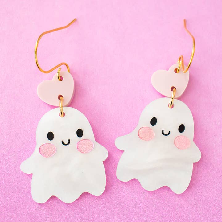 Cute Ghost Halloween Earrings | Pink Dangles