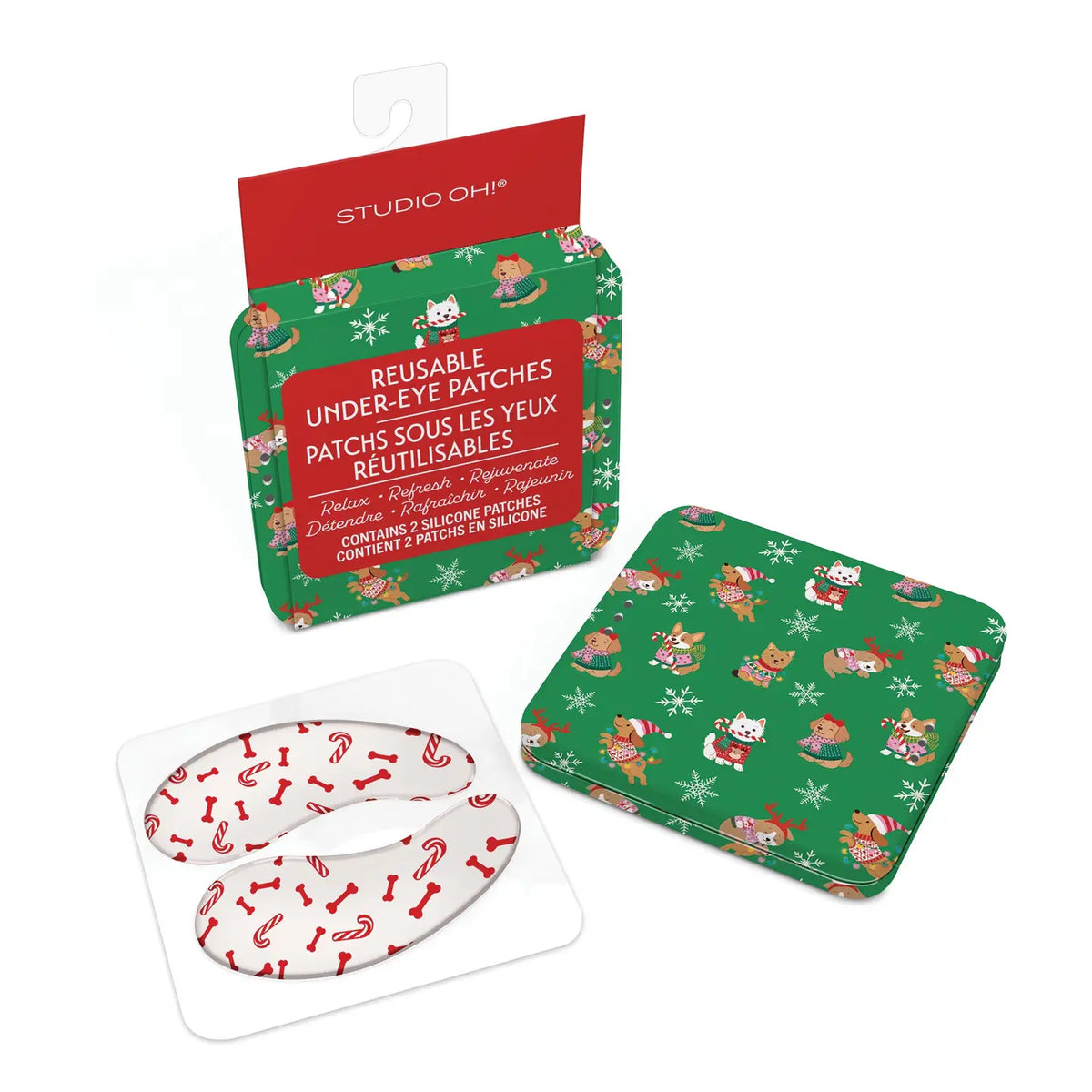 Reusable Under-Eye Patches | Cheery Christmas Dogs