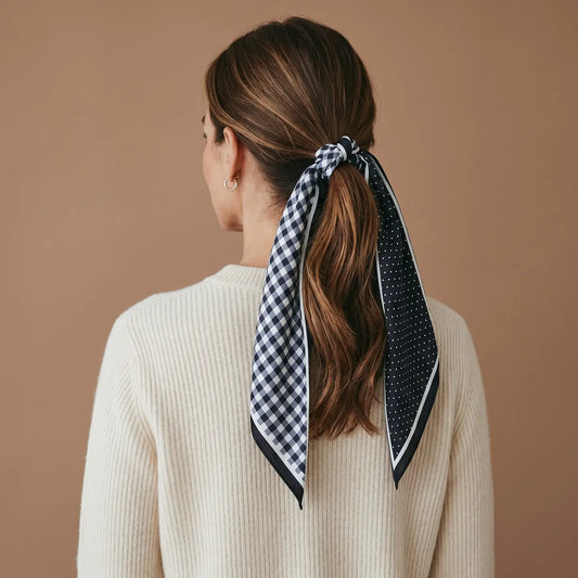 Twirl & Tie Scarf Accessory | Gingham Black