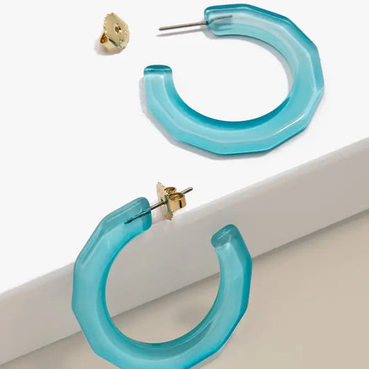 Small Textured Hoop Earring | Bright Blue