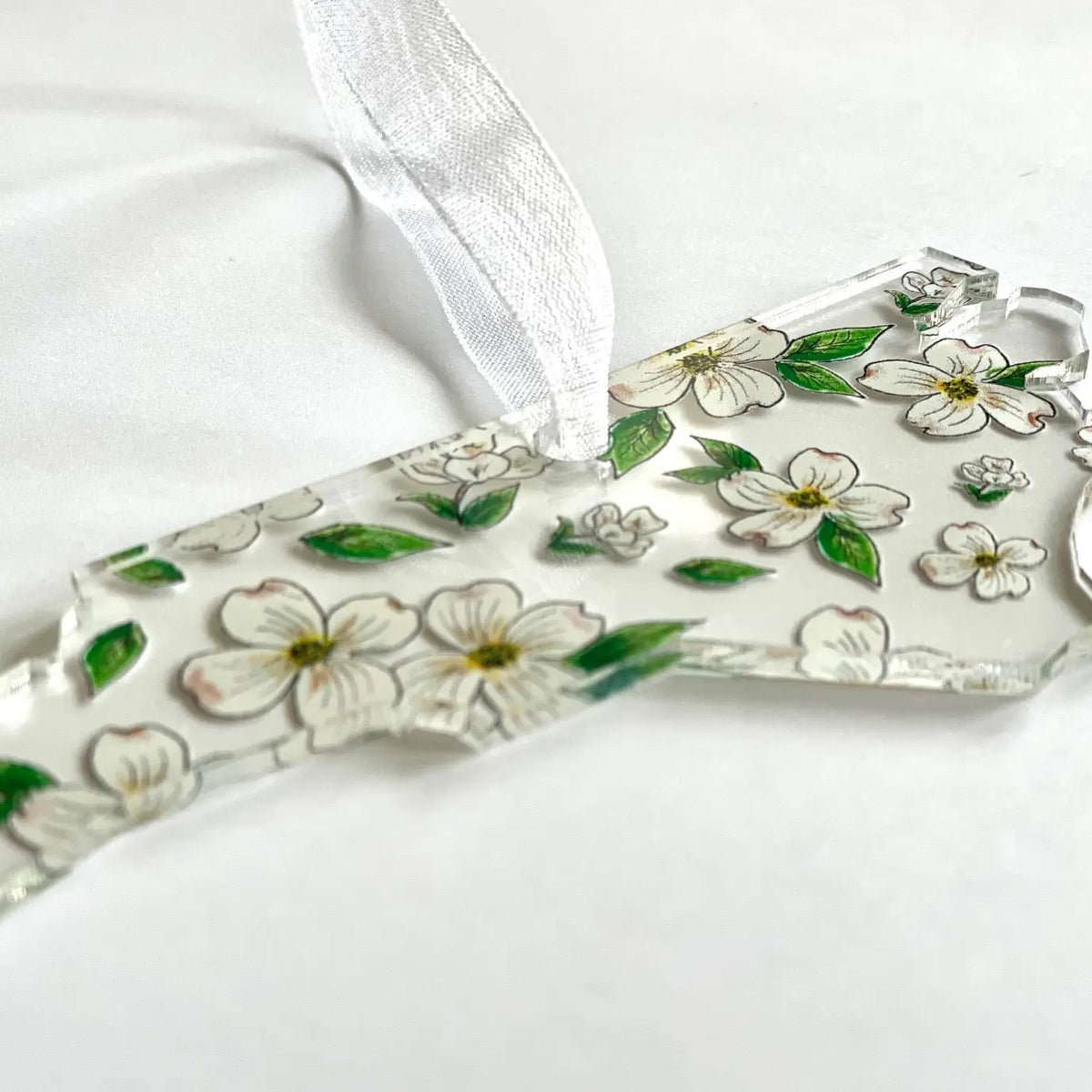 State of North Carolina Shape Ornament with State Flowers