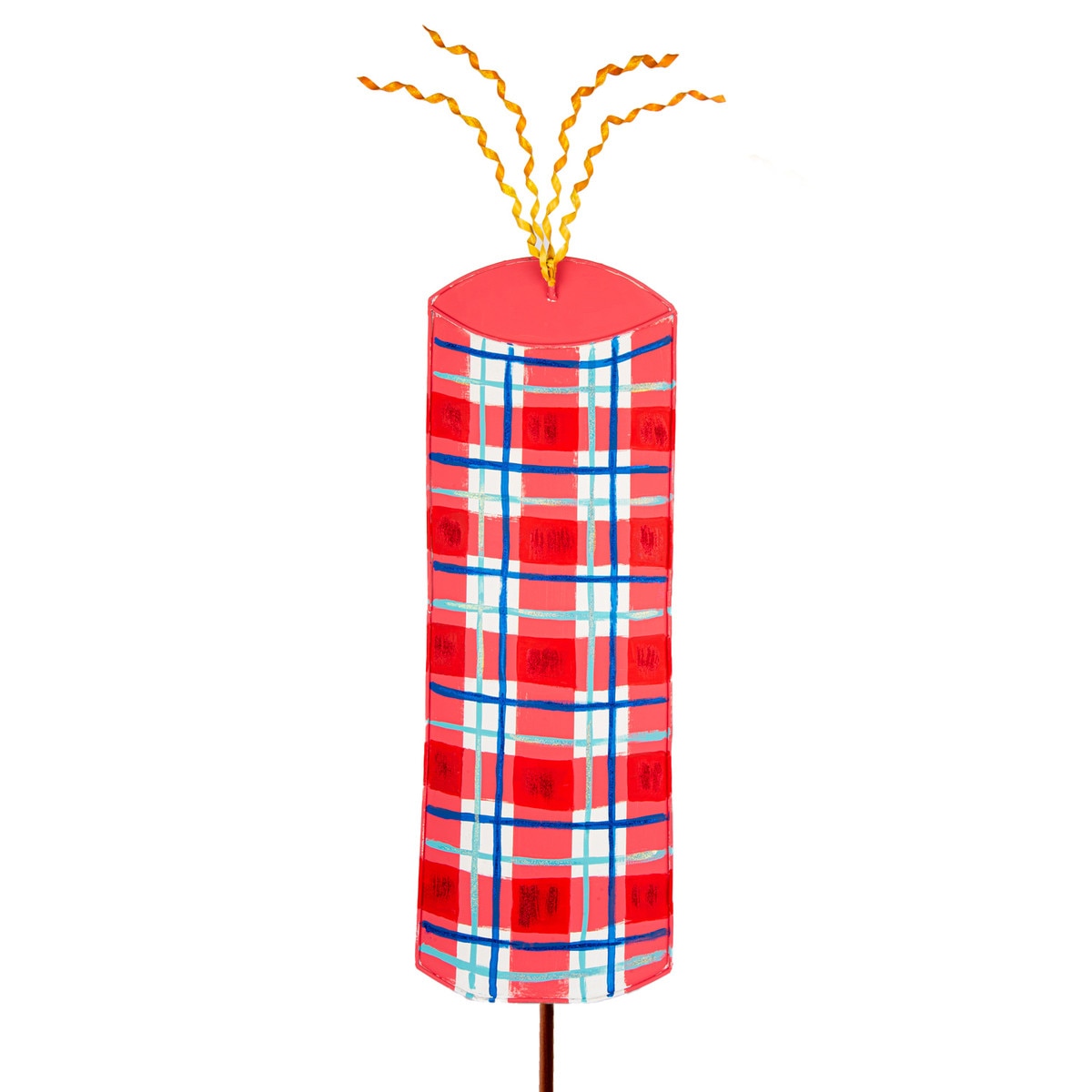Stake/Decor | Red Plaid Firecracker