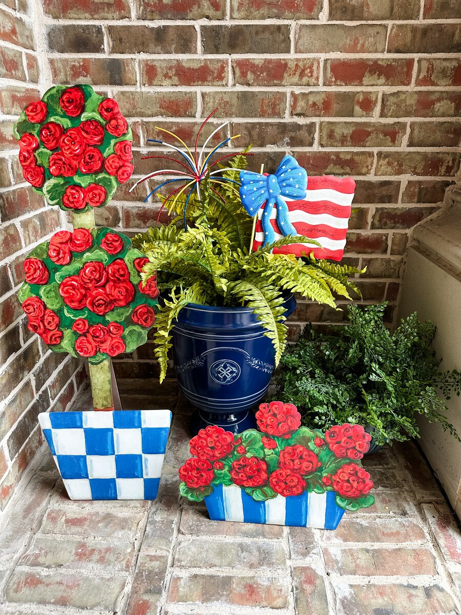 Stake/Decor | American Flag & Bow