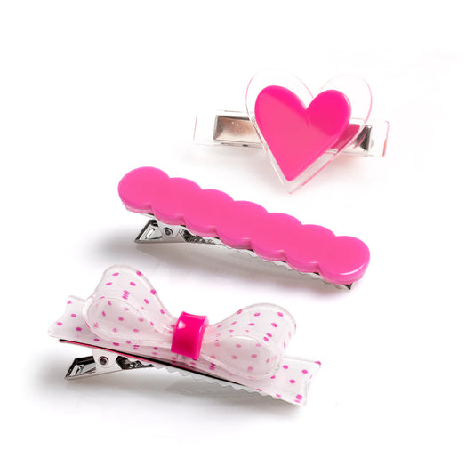 Alligator Clip - Pink Bow Heart