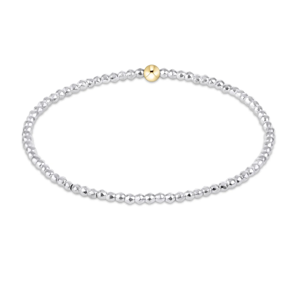 Bright Silver Faceted Hematite 2mm Bead Bracelet