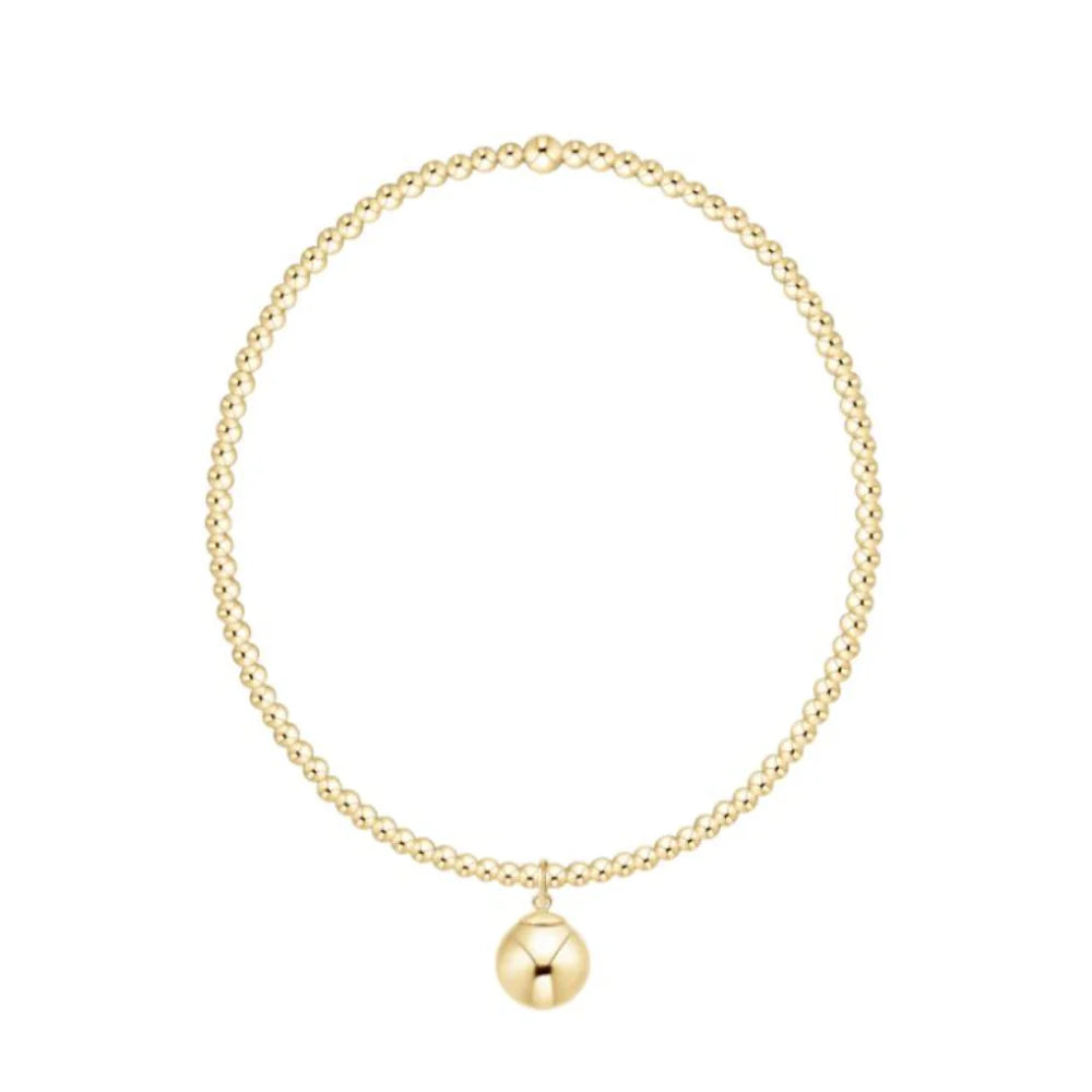 Classic Gold 2mm Bracelet | Classic Gold 8mm Charm