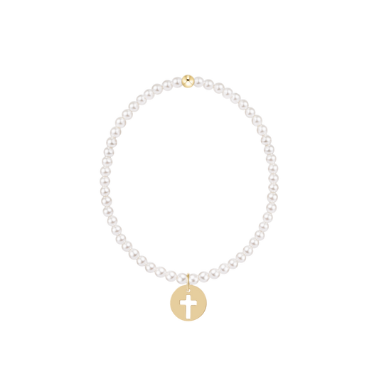 Classic Pearl 3mm Bracelet | Blessed Gold Disc