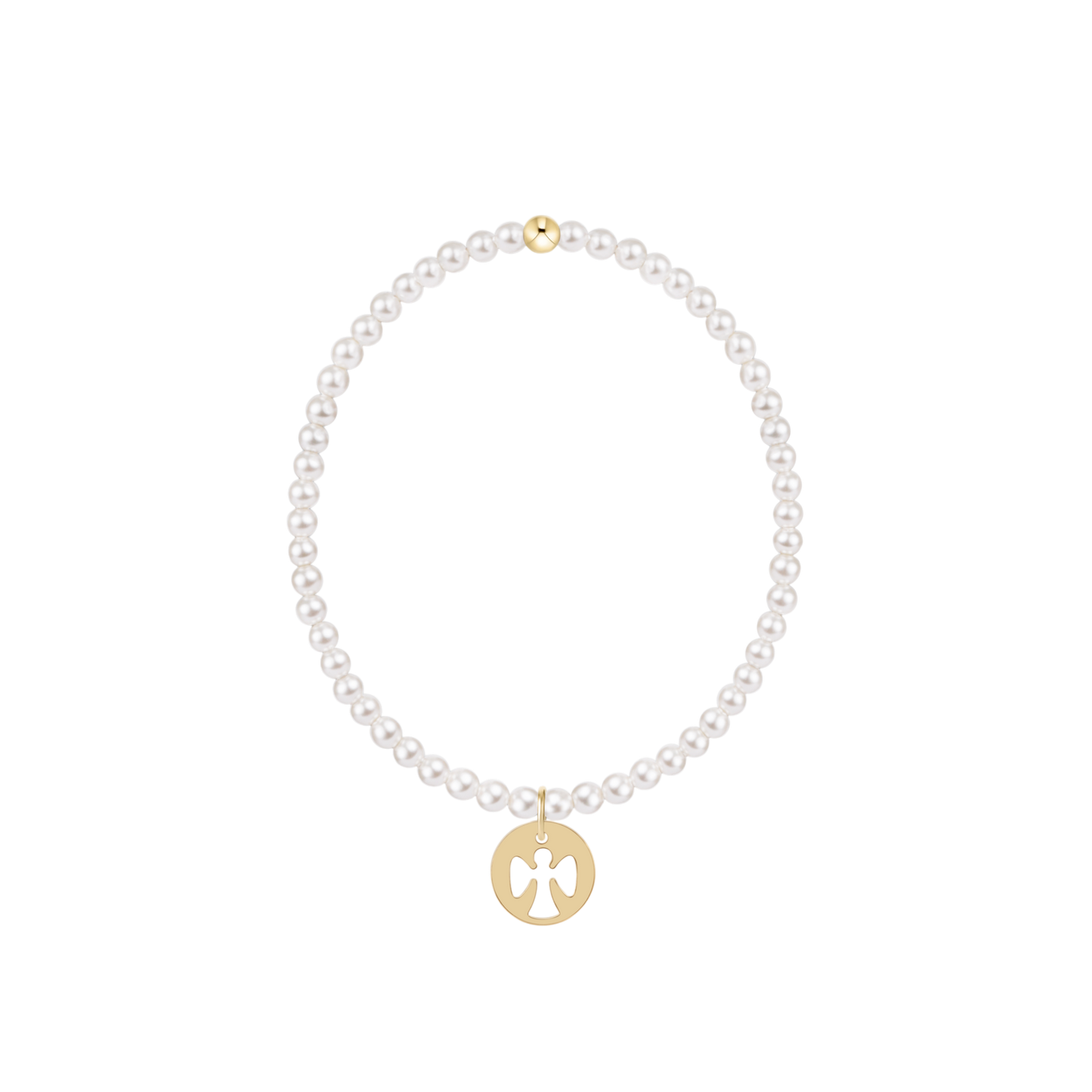 Classic Pearl 3mm Bracelet | Guardian Angel Gold Disc