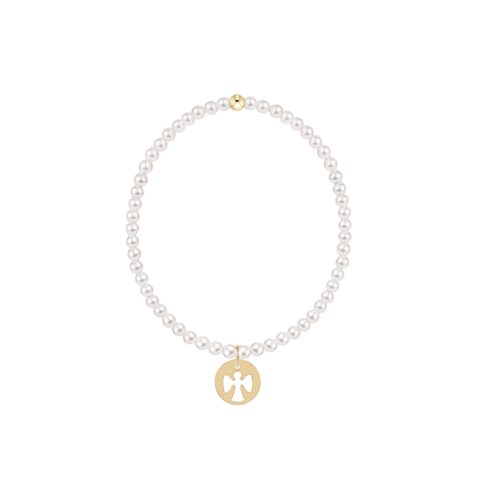 Classic Pearl 3mm Bracelet | Guardian Angel Gold Disc