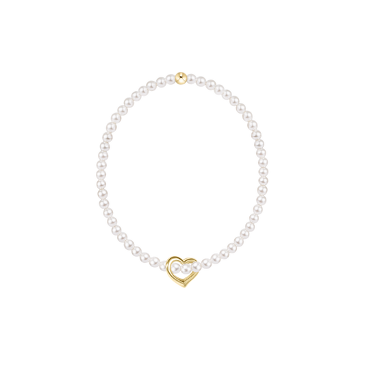 Classic Pearl 3mm Bracelet | Love Gold Charm