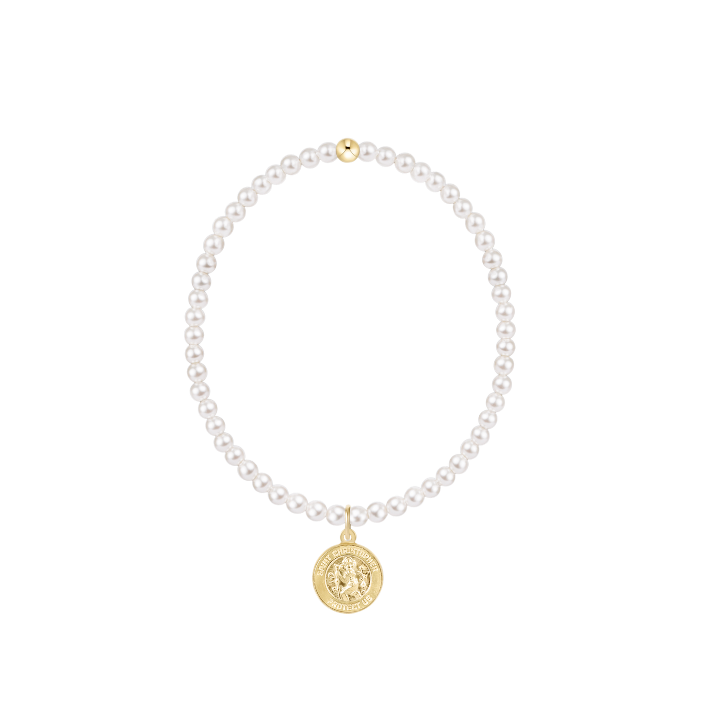 Classic Pearl 3mm Bracelet | Protection Gold Disc
