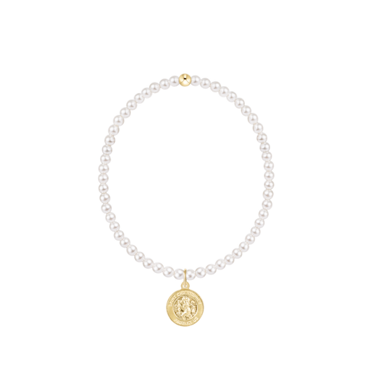Classic Pearl 3mm Bracelet | Protection Gold Disc