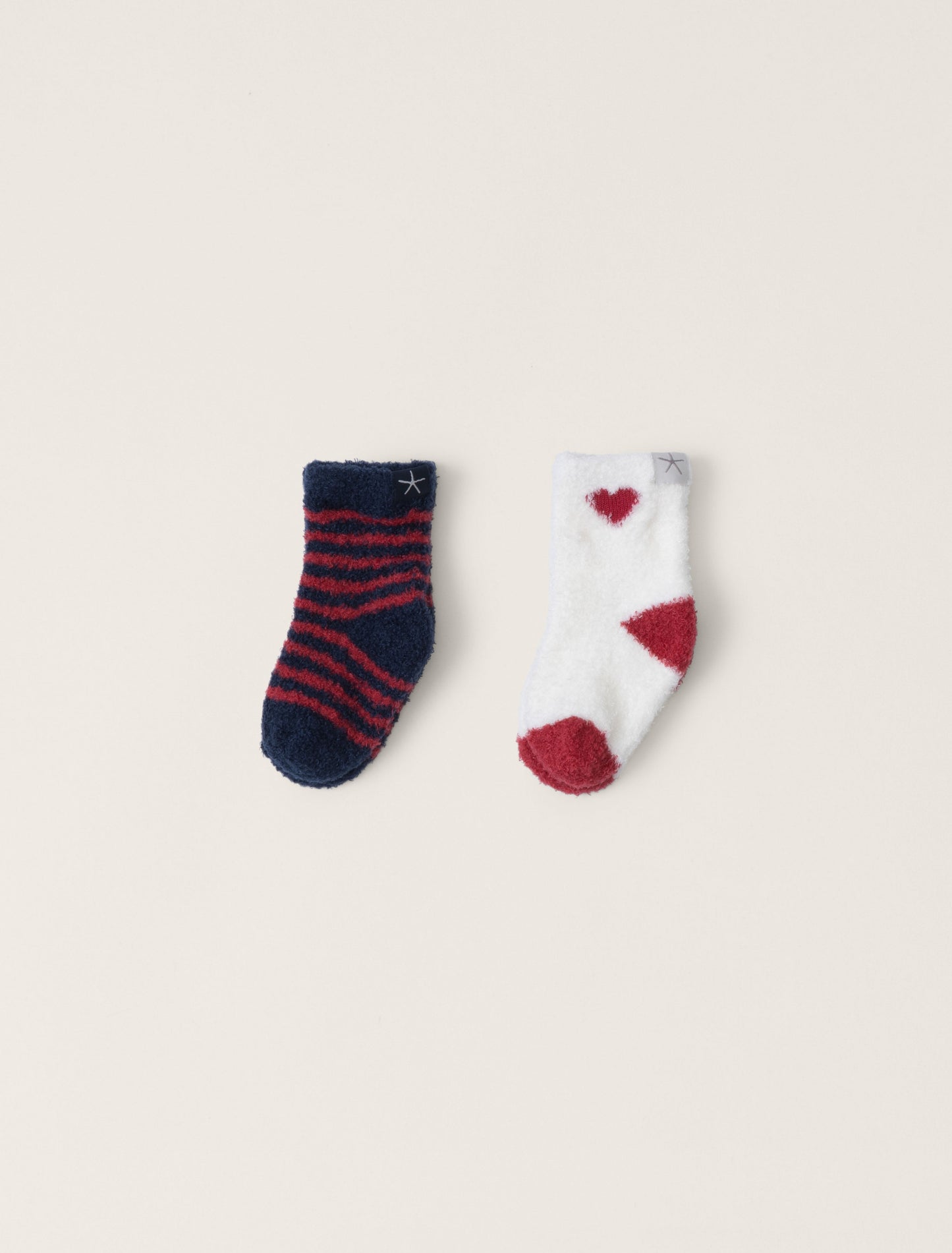 CozyChic Lite Baby Heart Sock Set | Marine/Scarlet