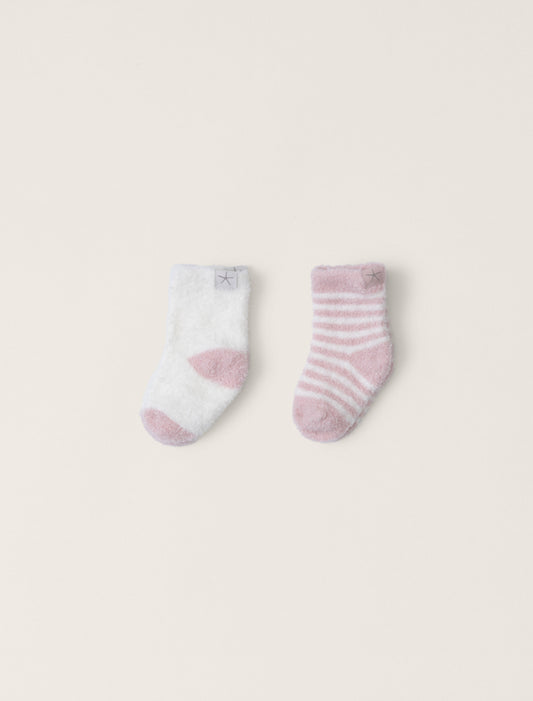 CozyChic Lite Baby Heart Sock Set | Pink Peonie/Pearl
