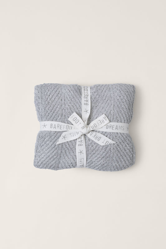 Cozy Shine Herringbone Blanket | Silver Sky
