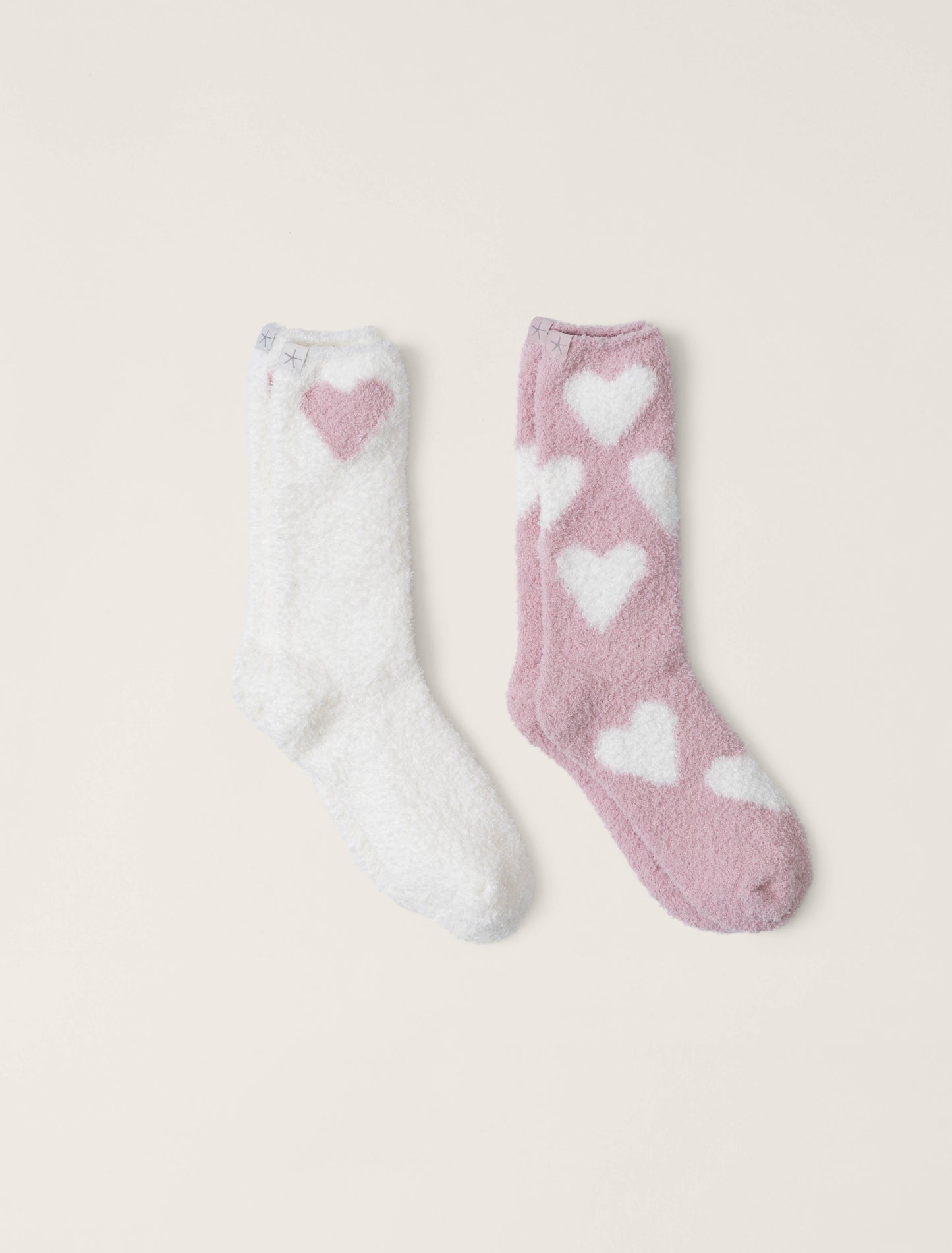 CozyChic Lite Heart Print Sock Set | Pink Peonie/Pearl