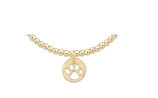 Extends | Classic Gold 3mm Bead Bracelet | Paw Print Gold Disc