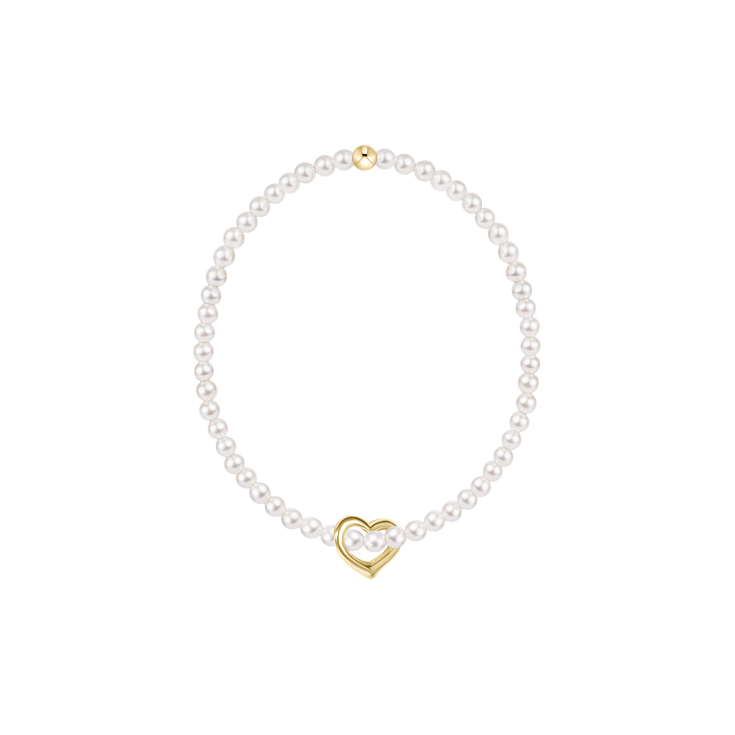 Extends | Classic Pearl 3mm Bracelet | Love Gold Charm
