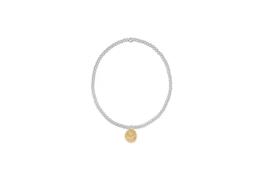 Extends | Classic Sterling Mixed Metal 2mm Bead Bracelet | Inspire Love Small Gold Charm