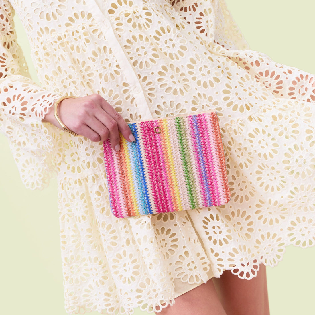 Bracelet Pouch | Bright Raffia Clutch Bag