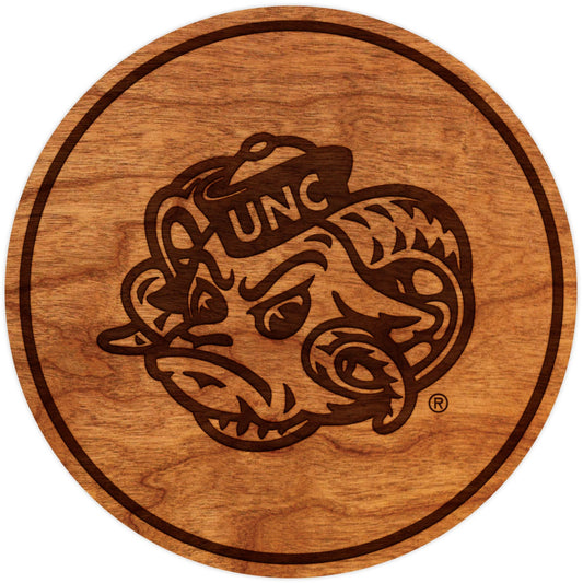 UNC Rameses Head Cherry Coaster