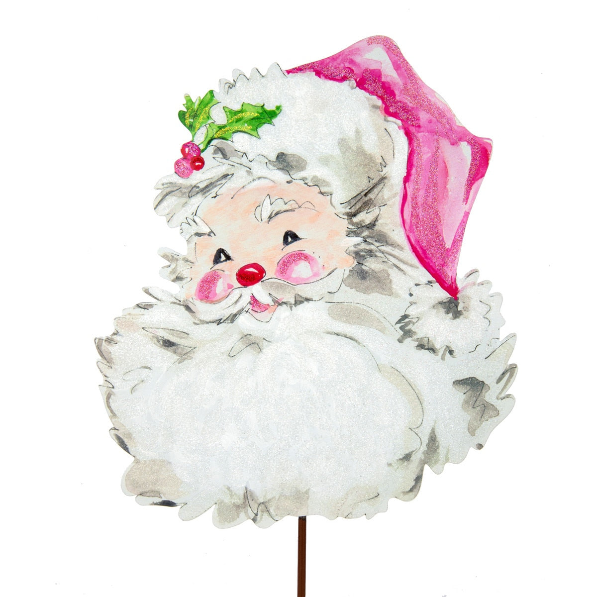 Metal Stake/Decor | Pink Santa