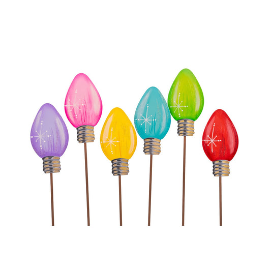 Metal Stake/Decor | Mini Merry & Bright Bulbs | Assorted Colors