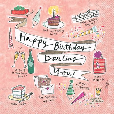 Cocktail Napkins - Happy Birthday Darling