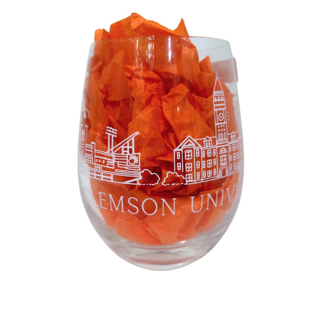 Wine Glass | Clemson Skyline
