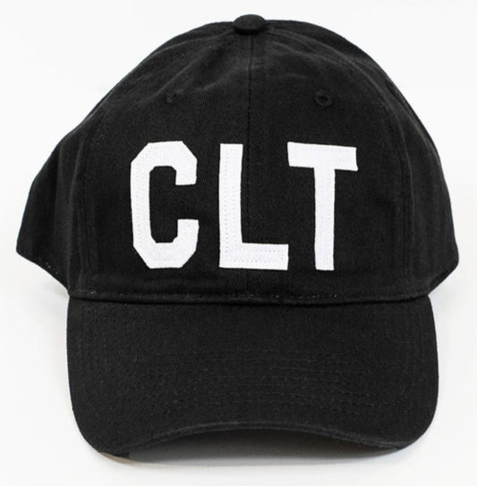 CLT Hat - White on Black