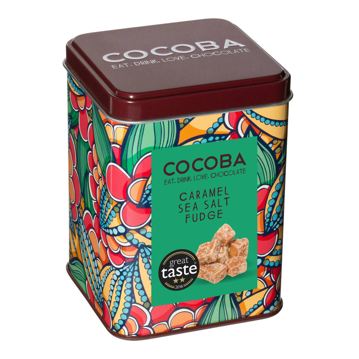 Cocoba Caramel Sea Salt Fudge in Gift Tin