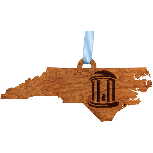 UNC Old Well on NC Outline Cherry Ornament