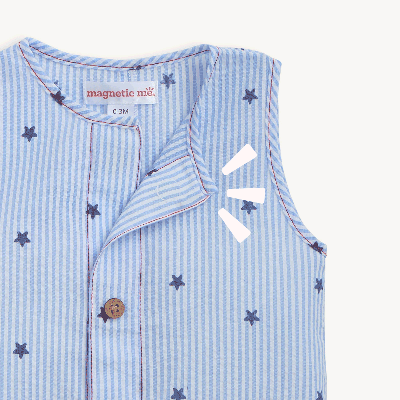 Magnetic Me Sleeveless Pant Romper | Seersucker Stripe & Stars