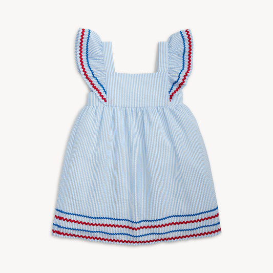 Magnetic Me Flutter Sleeve Dress | Seersucker Stripe