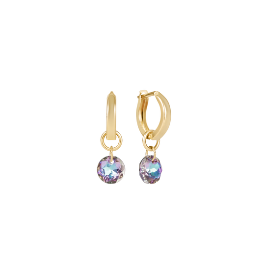 Huggie Gold 0.5" Hoop | Reflection Small Charm | 06