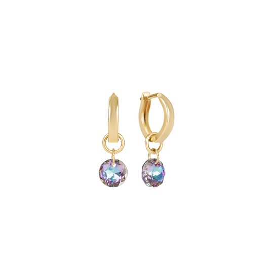 Huggie Gold 0.5" Hoop | Reflection Small Charm | 06