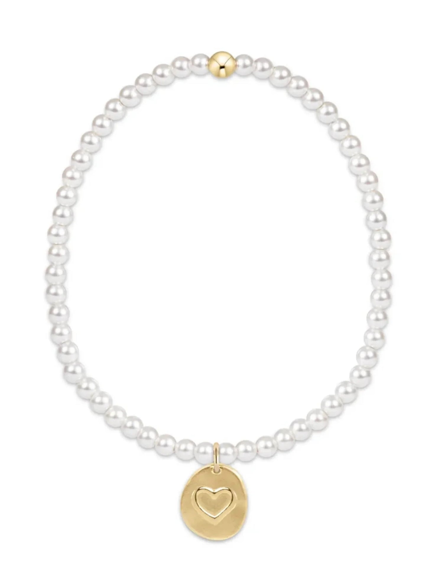 Extends | Classic Pearl 3mm Bead Bracelet | Inspire Love Small Gold Charm