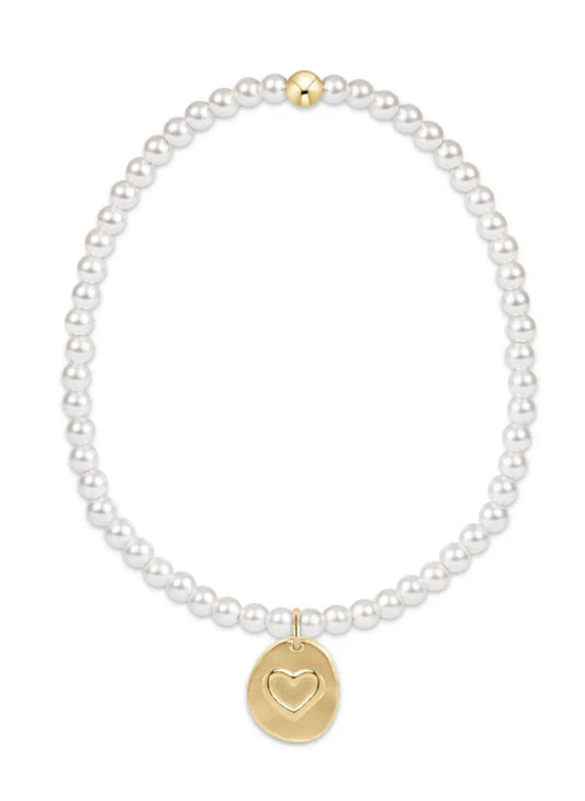 Extends | Classic Pearl 3mm Bead Bracelet | Inspire Love Small Gold Charm