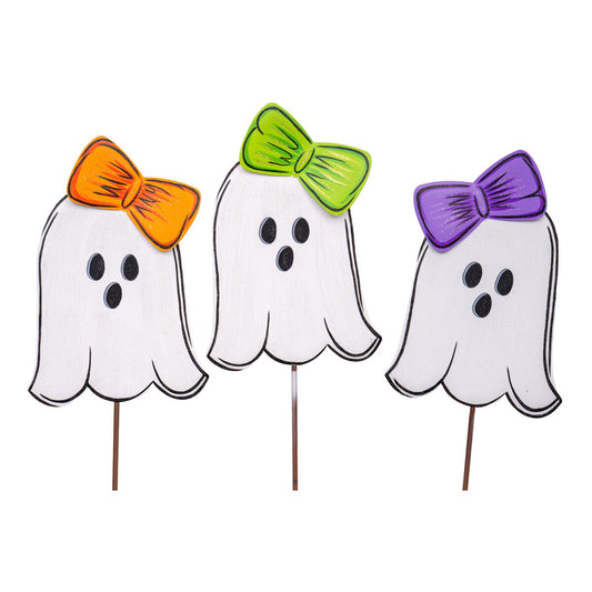Metal Stake/Decor | Ghosts with Bows | Assorted Styles