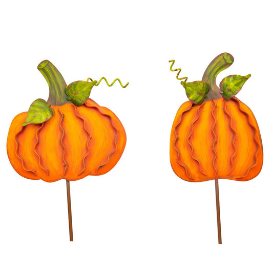 Metal Stake/Decor | Small Ribbon Pumpkins | Assorted Styles